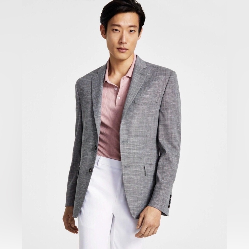 Ralph Lauren Men's Gray plaid Blazer lined single breast jacket 42R old money